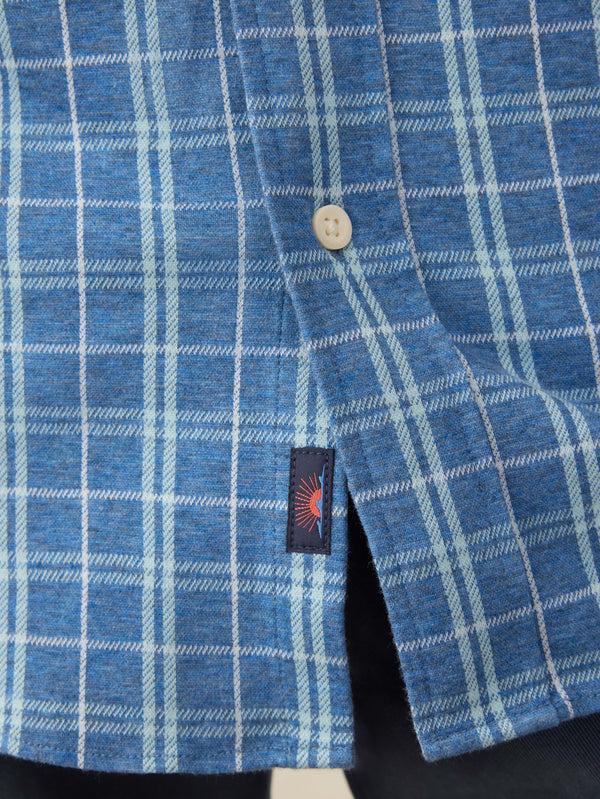 Faherty Coastline Knit Shirt - Ocean Sky Plaid Men's Button Ups
