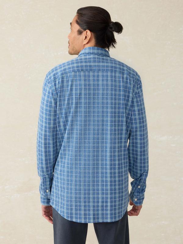 Faherty Coastline Knit Shirt - Ocean Sky Plaid Men's Button Ups