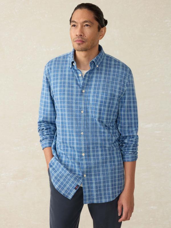faherty Coastline Knit Shirt - Ocean Sky Plaid Men's Button Ups