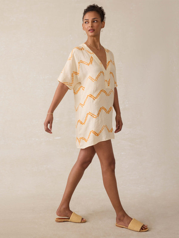Faherty Cora Linen Coverup - Chevron Shibori Women's Dresses