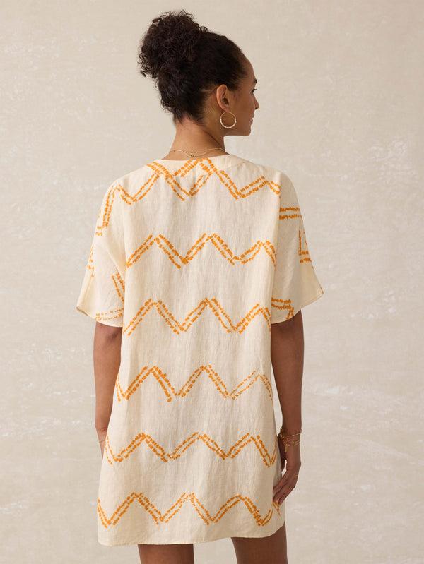 Faherty Cora Linen Coverup - Chevron Shibori Women's Dresses
