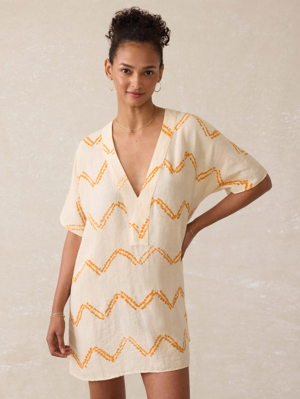faherty Cora Linen Coverup - Chevron Shibori Women's Dresses