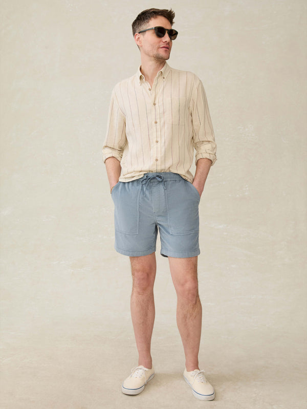 Faherty Corduroy Drawstring Utility Short - Light Flint Men's Bottoms