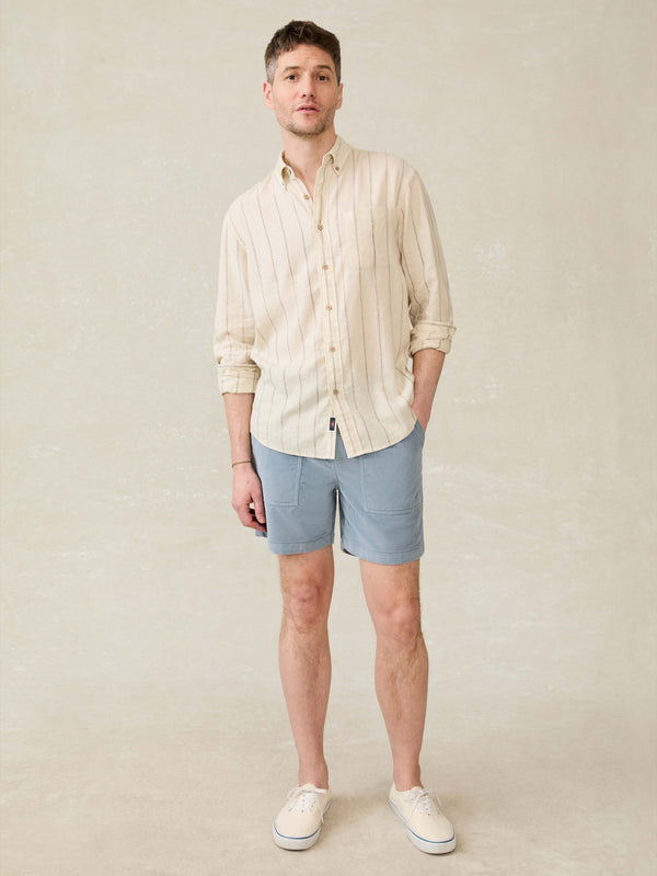 Faherty Corduroy Drawstring Utility Short - Light Flint Men's Bottoms