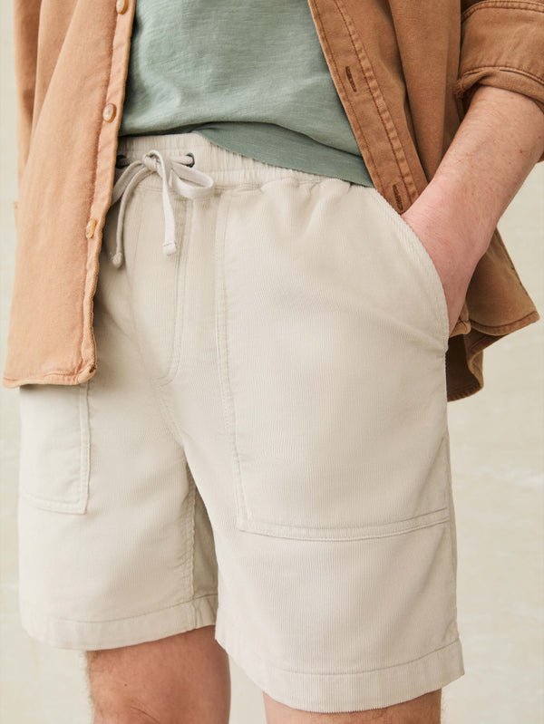 Faherty Corduroy Drawstring Utility Short - Plaza Stone Men's Bottoms