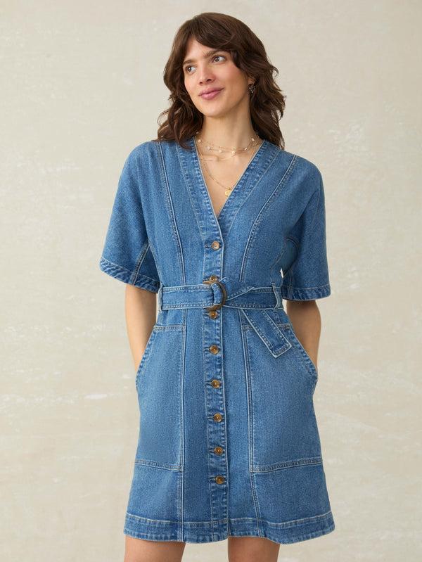 Faherty Denim Camille Mini Dress - Sedona Blue Wash Women's Dresses