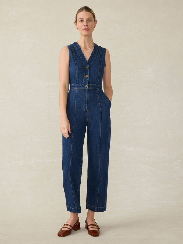 Faherty Denim Giselle Jumpsuit - Dusk Dive Wash Women's Dresses