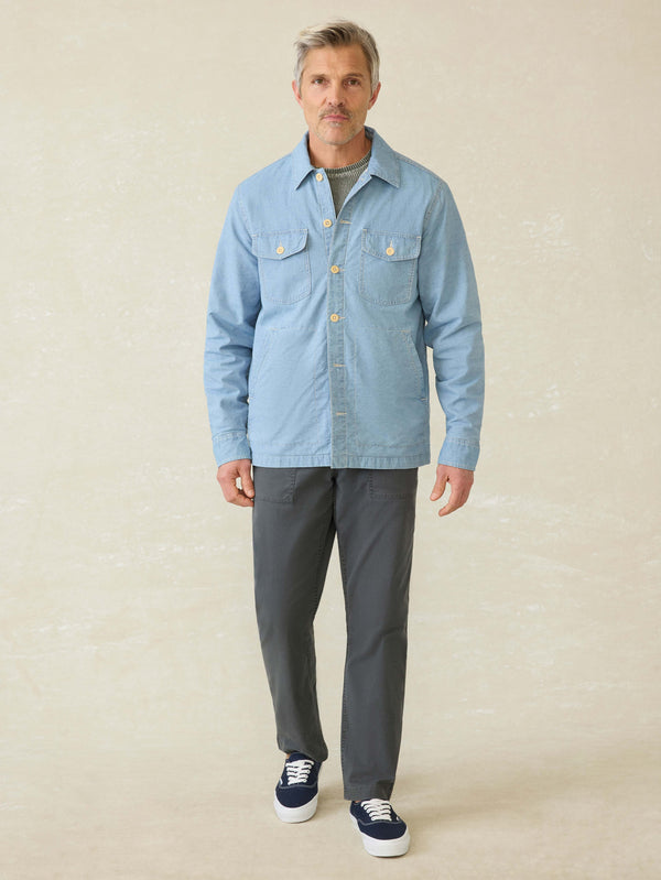 Faherty Doug Good Feather Indigo Herringbone Shirt Jacket - Blue Haven Wash Men's Outerwear