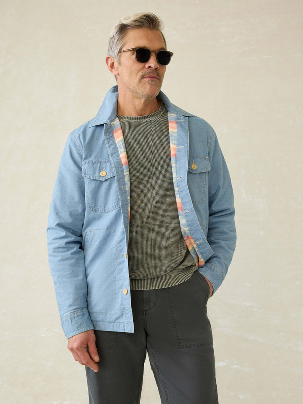 Faherty Doug Good Feather Indigo Herringbone Shirt Jacket - Blue Haven Wash Men's Outerwear