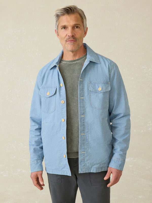 faherty Doug Good Feather Indigo Herringbone Shirt Jacket - Blue Haven Wash Men's Outerwear