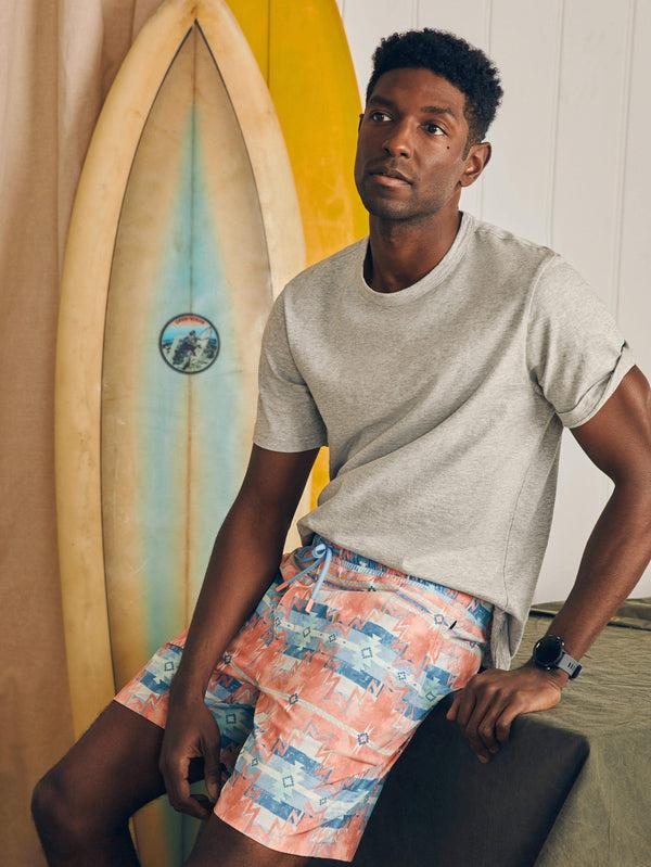 Faherty Doug Good Feather Shorelite Active Swim Short (7" Inseam) - Water Color Star Nation Men's Swim