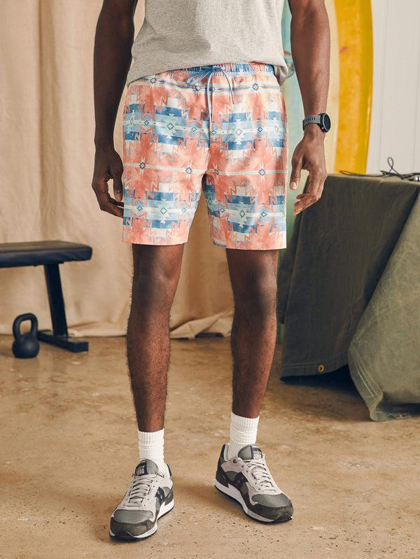 Faherty Doug Good Feather Shorelite Active Swim Short (7" Inseam) - Water Color Star Nation Men's Swim