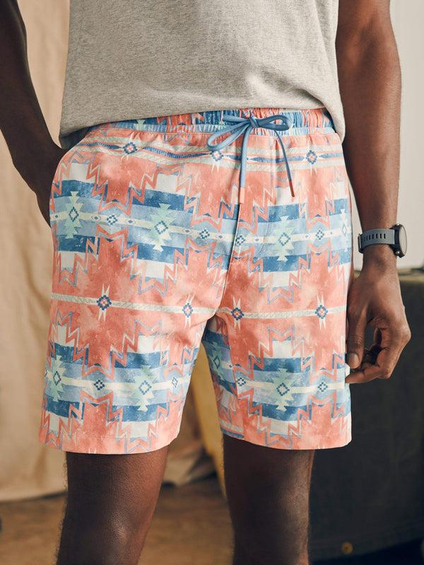 faherty Doug Good Feather Shorelite Active Swim Short (7" Inseam) - Water Color Star Nation Men's Swim