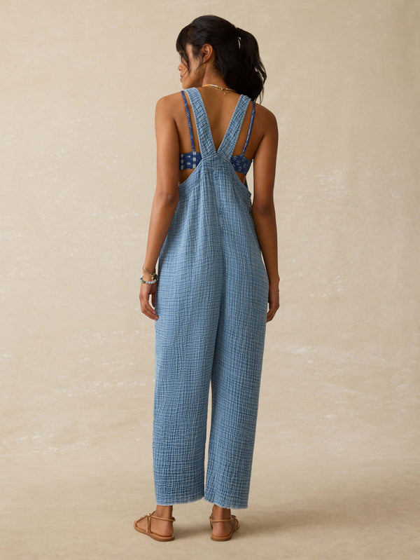 Faherty Dune Cotton Gauze Dawson Jumpsuit - Light Indigo Wash Women's Dresses