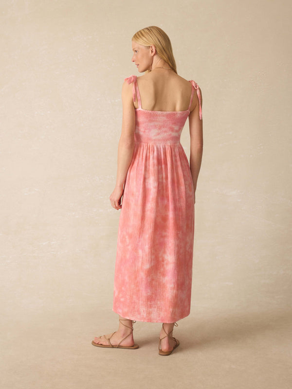 Faherty Dune Cotton Gauze Ella Dress - Coral Skies Tie Dye Women's Dresses