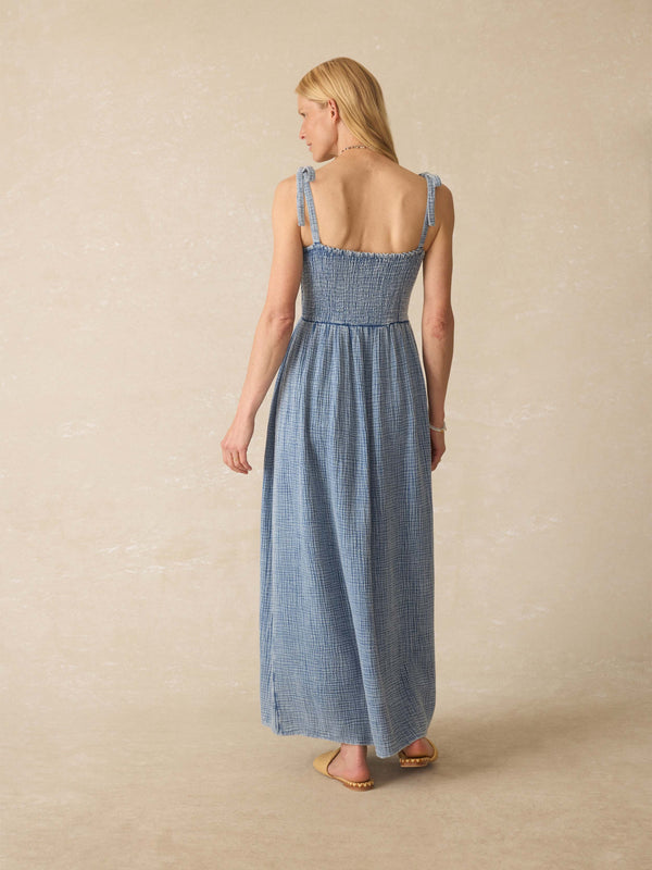 Faherty Dune Cotton Gauze Ella Dress - Light Indigo Wash Women's Dresses
