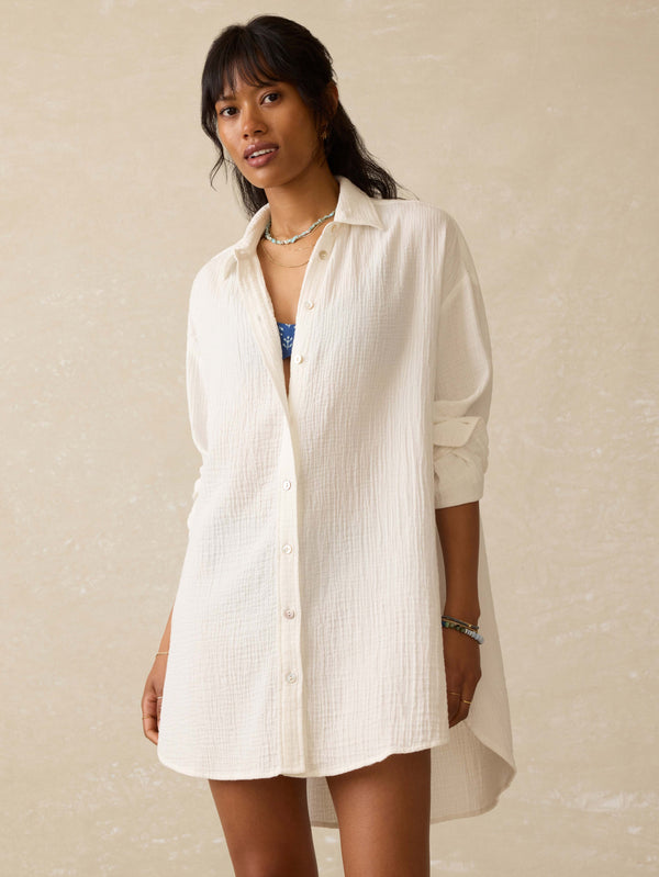 faherty Dune Cotton Gauze Haze Coverup - White Women's Dresses