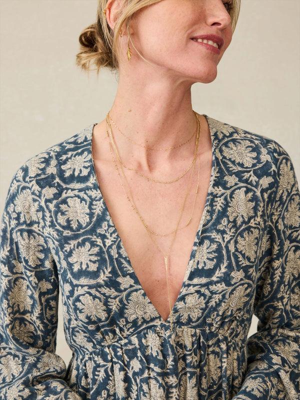 Faherty Dune Cotton Gauze Oceana Dress - Tranquil Tides Print Women's Dresses