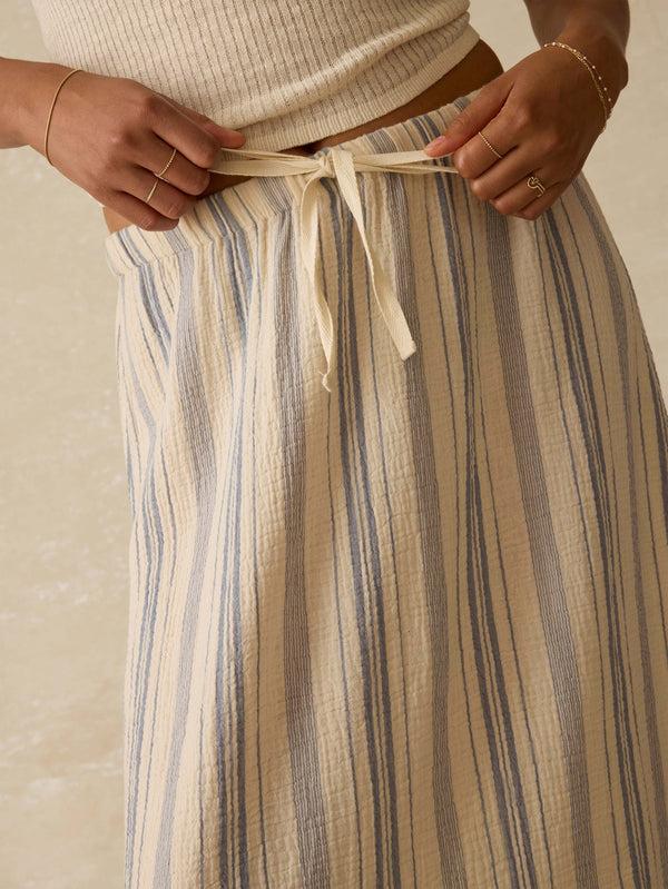Faherty Dune Cotton Gauze Rees Skirt - Aqua Sea Stripe Women's Bottoms