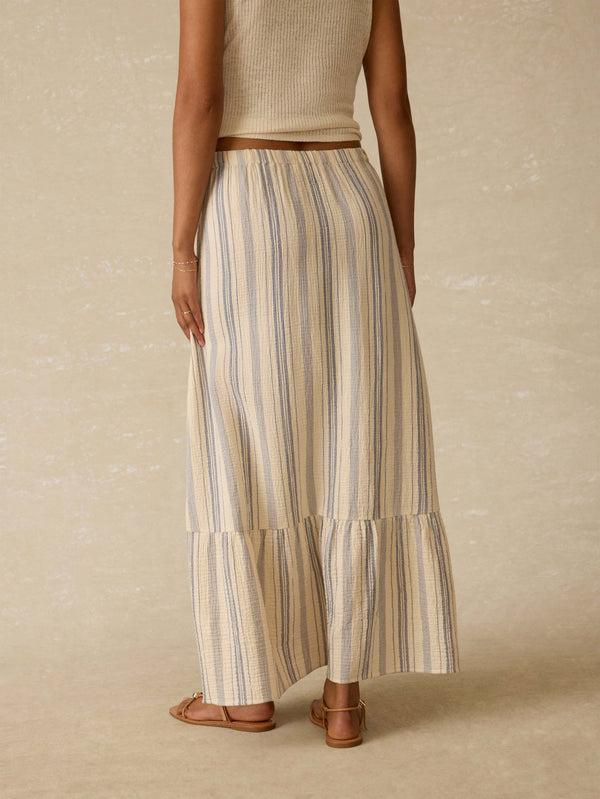 Faherty Dune Cotton Gauze Rees Skirt - Aqua Sea Stripe Women's Bottoms