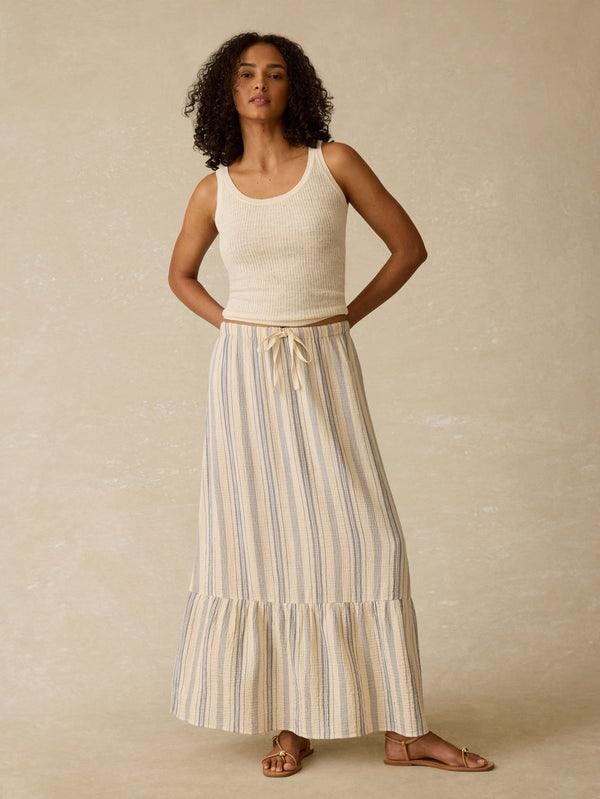 faherty Dune Cotton Gauze Rees Skirt - Aqua Sea Stripe Women's Bottoms