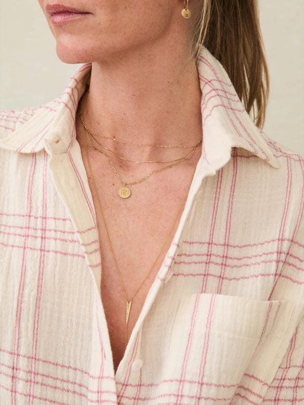Faherty Dune Cotton Gauze Relaxed Shirt - Rose Cove Plaid Women's Button Ups