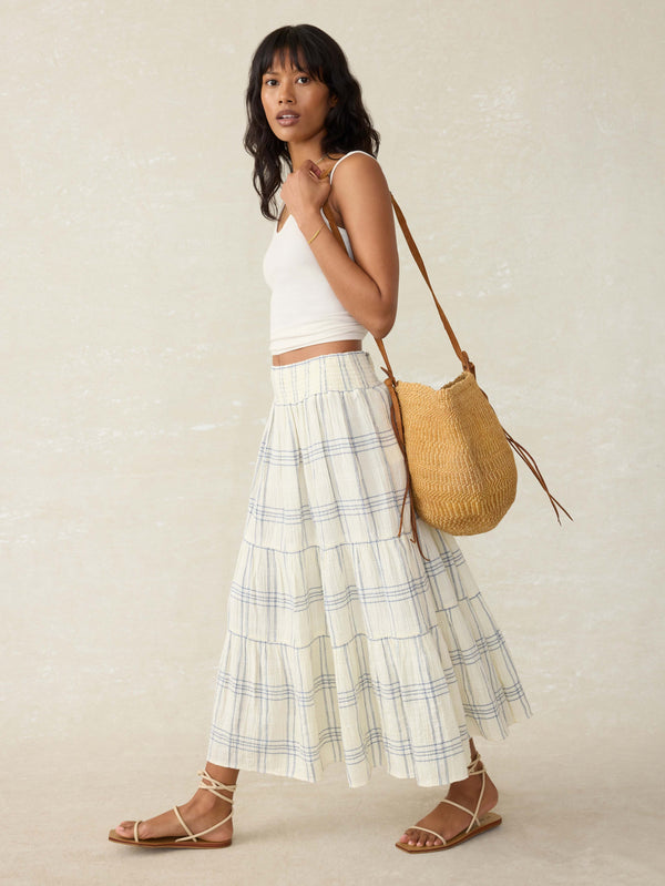 Faherty Dune Cotton Gauze Woodstock Skirt - Blue Cove Plaid Women's Bottoms