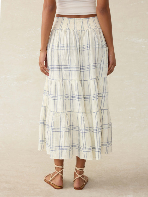 Faherty Dune Cotton Gauze Woodstock Skirt - Blue Cove Plaid Women's Bottoms