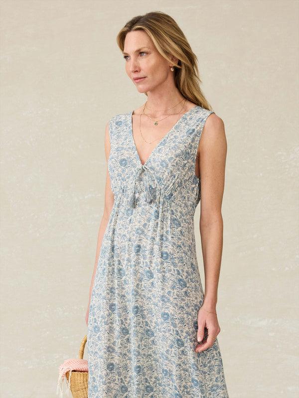 Faherty Eden Dress - Blue Water Floral Women's Dresses