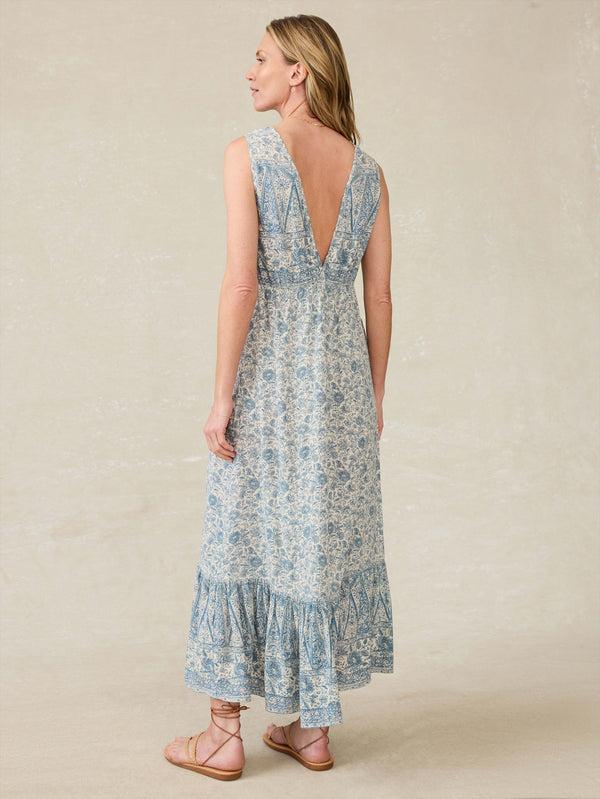 Faherty Eden Dress - Blue Water Floral Women's Dresses