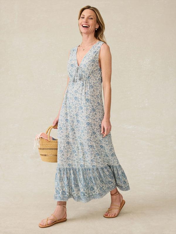 faherty Eden Dress - Blue Water Floral Women's Dresses