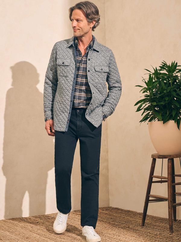 Faherty Epic Quilted Fleece CPO - Carbon Melange Men's Outerwear