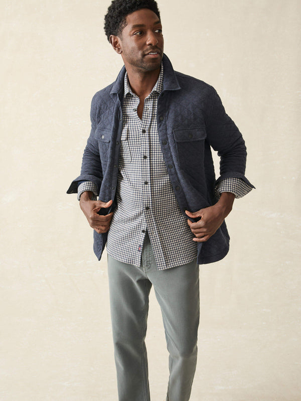 Faherty Epic Quilted Fleece CPO (Tall) - Navy Melange Men's Outerwear
