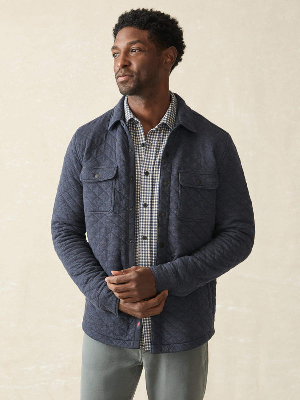 faherty Epic Quilted Fleece CPO (Tall) - Navy Melange Men's Outerwear