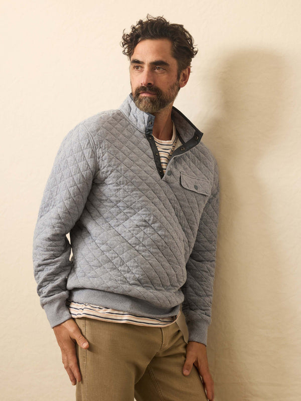 faherty Epic Quilted Fleece Pullover - Ocean Wind Heather Men's Outerwear
