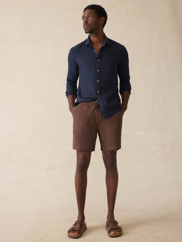 Faherty Essential Linen Short (6.5" Inseam) - Island Brown Men's Bottoms