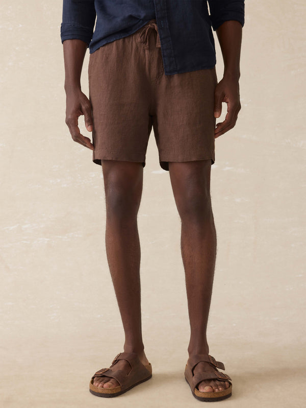 faherty Essential Linen Short (6.5" Inseam) - Island Brown Men's Bottoms