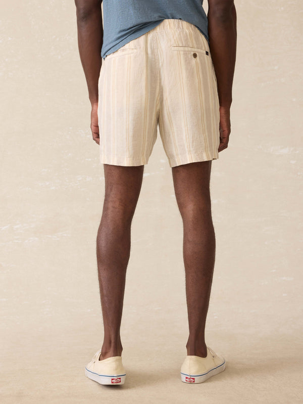 Faherty Essential Linen Short (6.5" Inseam) - Oak Island Stripe Men's Bottoms