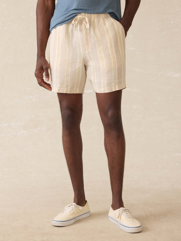 faherty Essential Linen Short (6.5" Inseam) - Oak Island Stripe Men's Bottoms