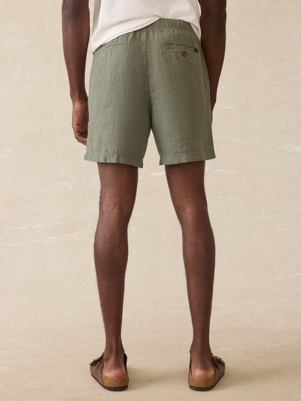 Faherty Essential Linen Short (6.5" Inseam) - Spruce Men's Bottoms
