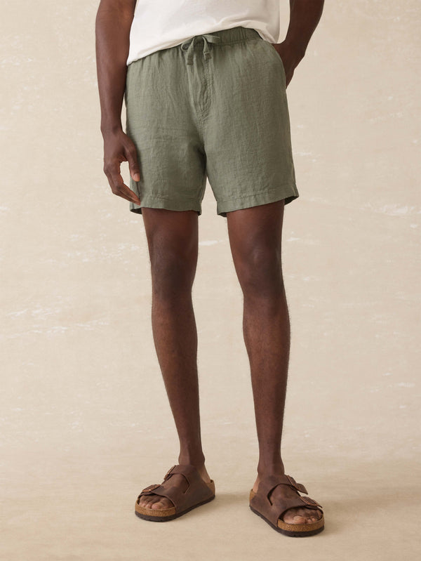 faherty Essential Linen Short (6.5" Inseam) - Spruce Men's Bottoms