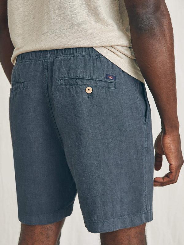 Faherty Essential Linen Short (6.5" Inseam) - Washed Black Men's Bottoms