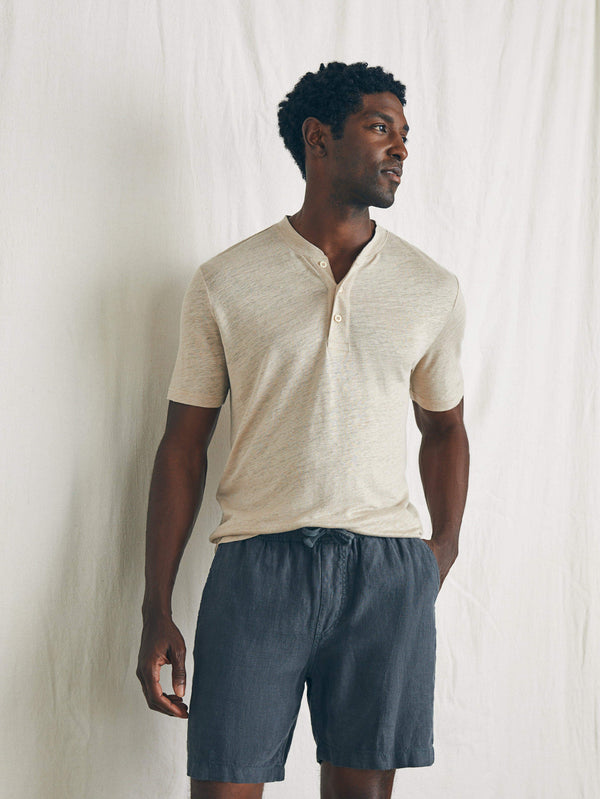 Faherty Essential Linen Short (6.5" Inseam) - Washed Black Men's Bottoms