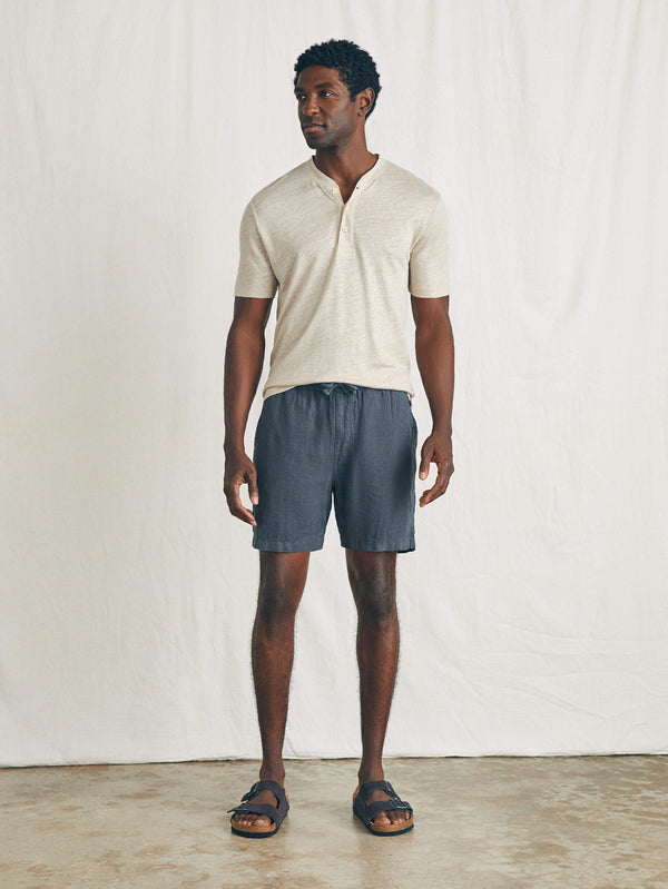 Faherty Essential Linen Short (6.5" Inseam) - Washed Black Men's Bottoms