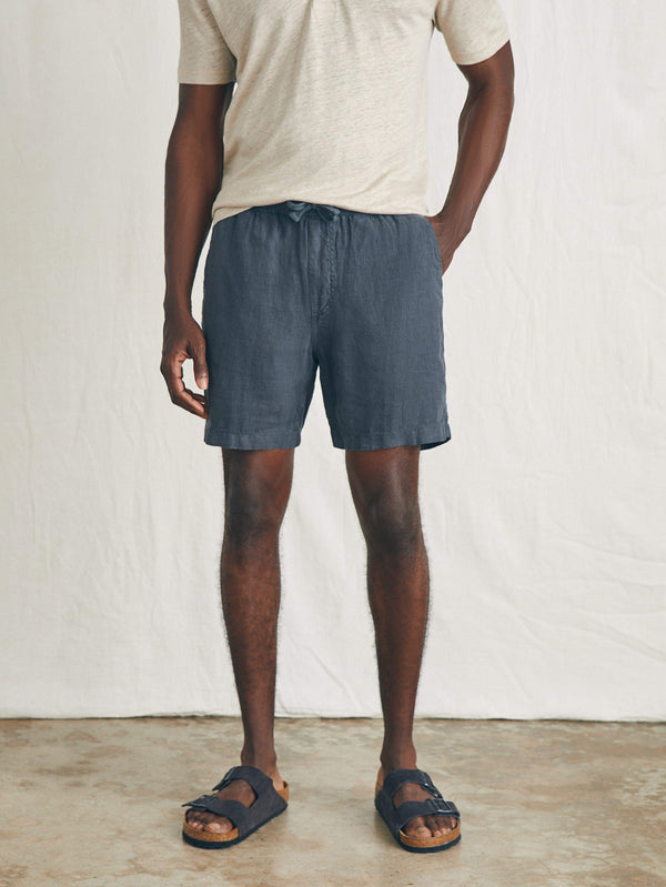 faherty Essential Linen Short (6.5" Inseam) - Washed Black Men's Bottoms
