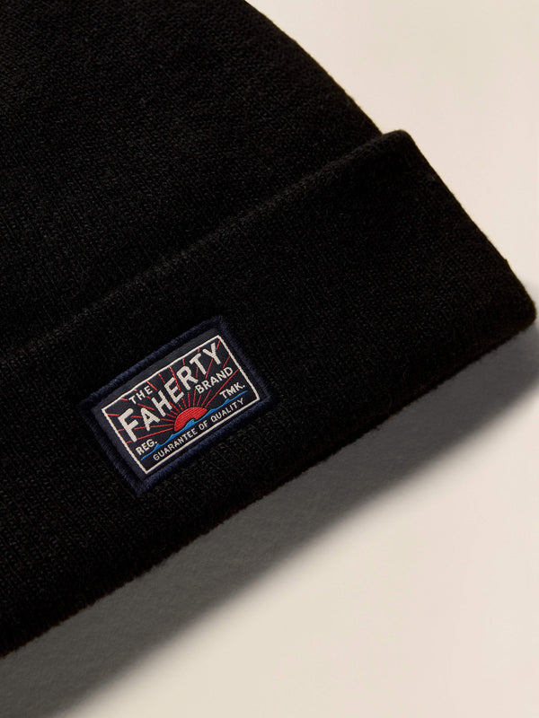 Faherty Faherty Logo Beanie - Black Men's Hats