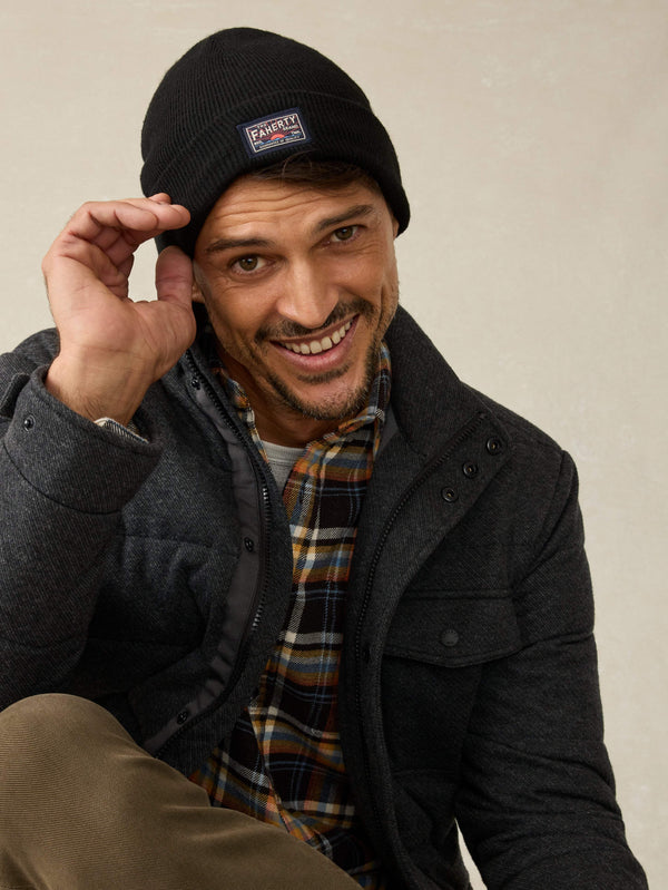 Faherty Faherty Logo Beanie - Black Men's Hats