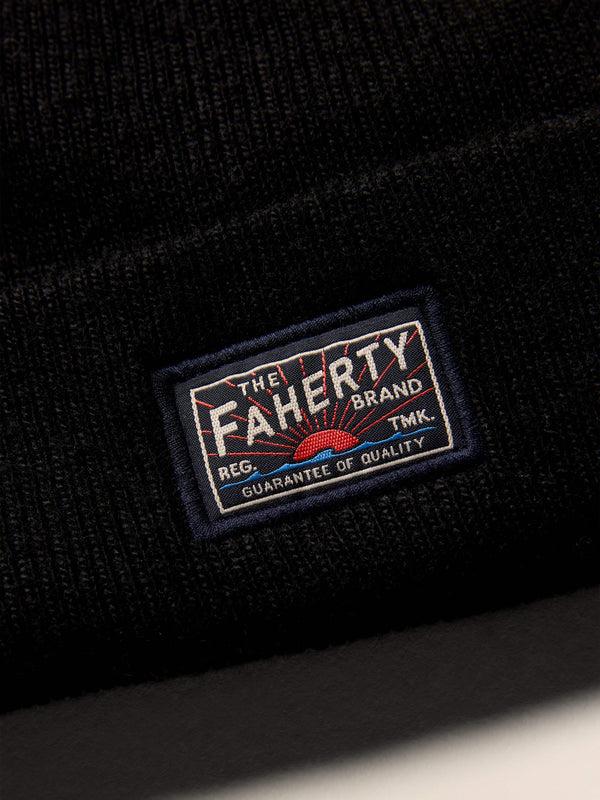 Faherty Faherty Logo Beanie - Black Men's Hats