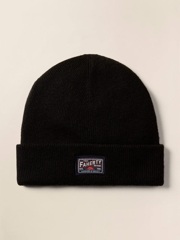 faherty Faherty Logo Beanie - Black Men's Hats