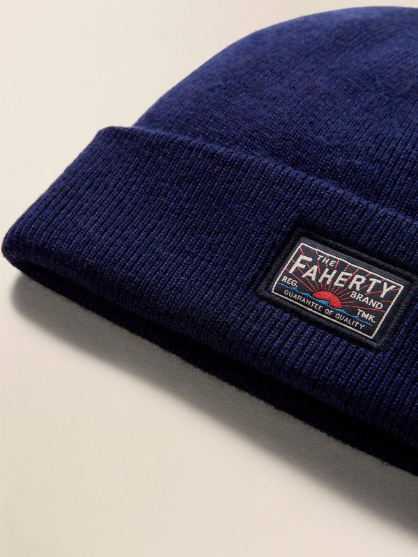 Faherty Faherty Logo Beanie - Navy Unisex Hats